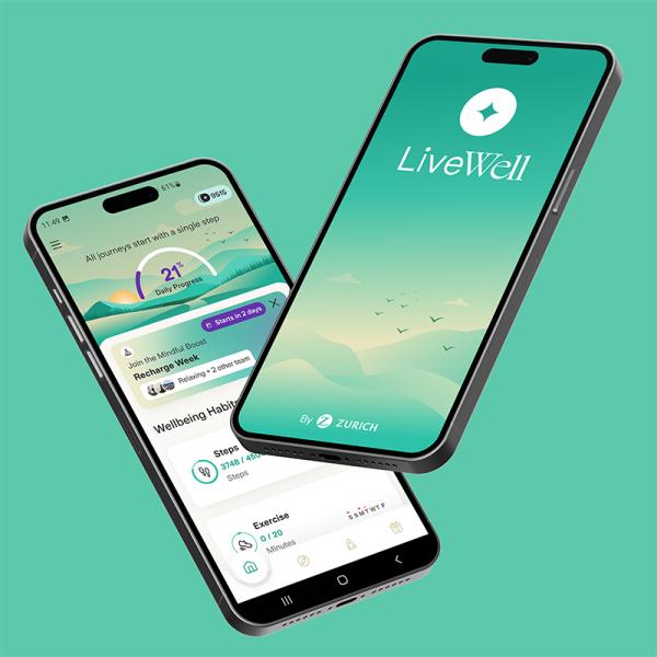 LiveWell app shown on two phones